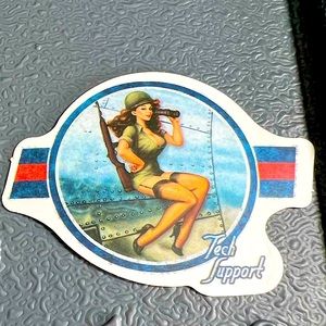 TECH SUPPORT Sexy Pinup Gorgeous Sticker Retro Vintage BomberGirl Ace Pilot